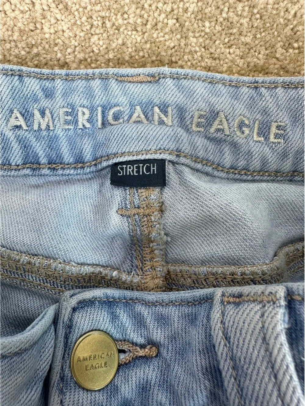 Women’s Sz 0 American Eagle Low Rise Baggy Stretch Light Wash Wide Leg Flare